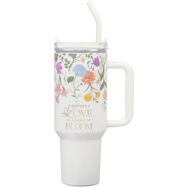 Picture of Christian Art Gifts 754100 Tumbler SS White Floral a Mothers Love 2 Corinthians 12.9
