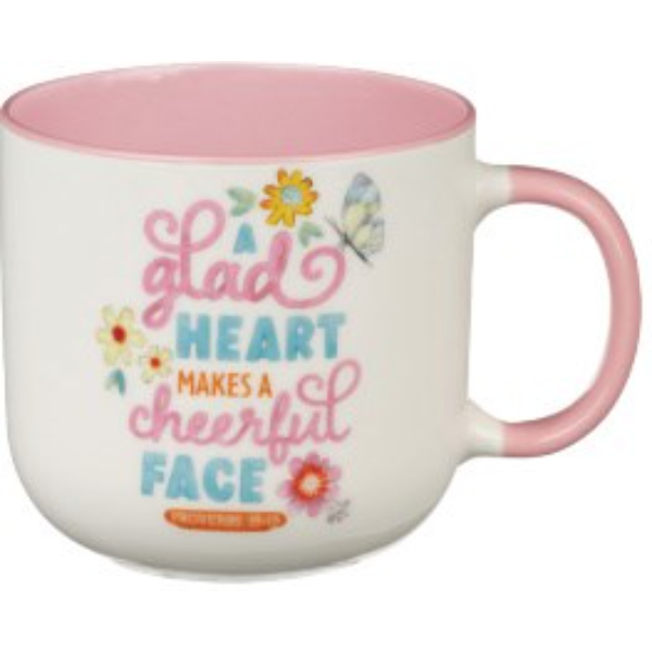 Picture of Christian Art Gifts 74579X A Glad Heart Makes A Cheerful Face Proverbs 15-13 Mug - Pink