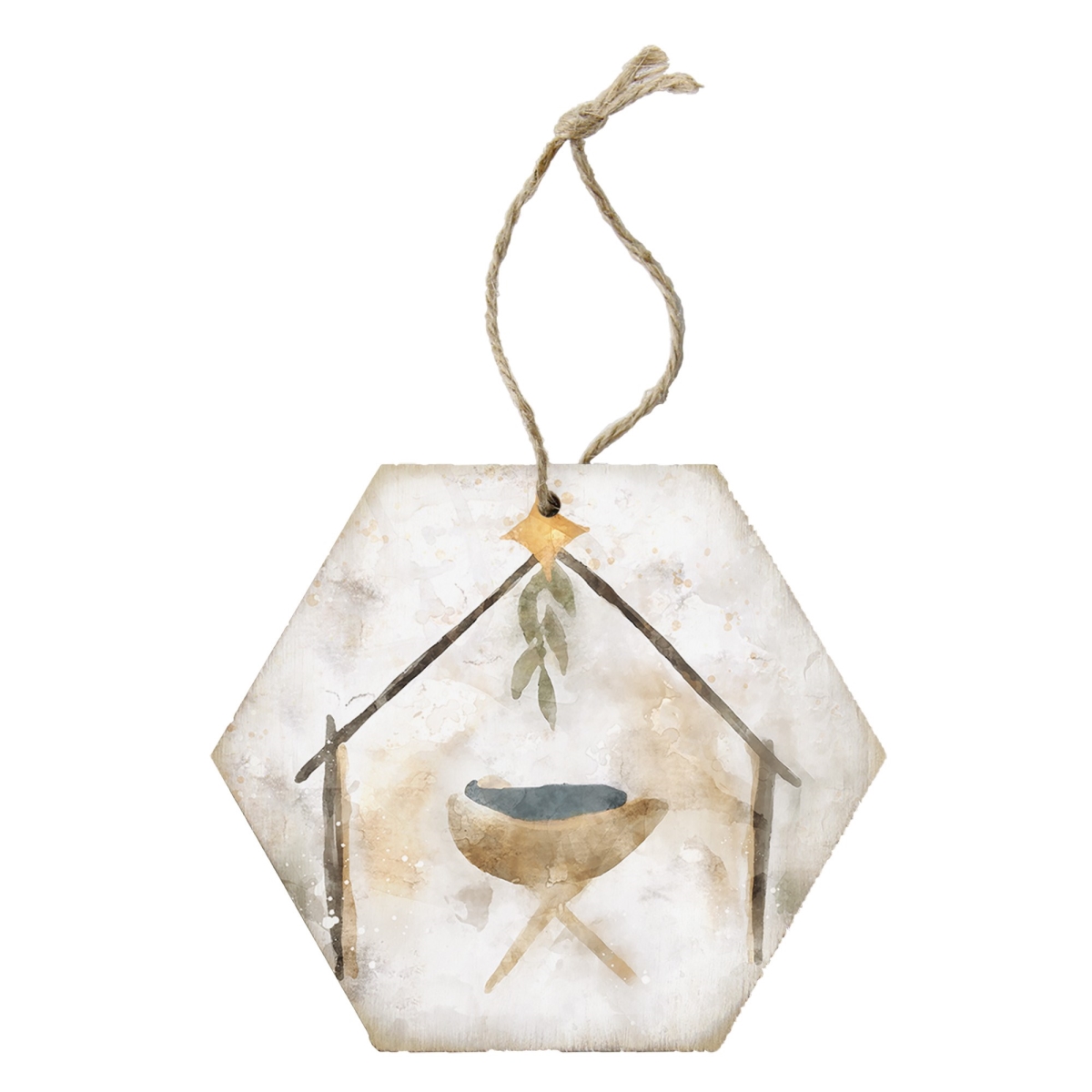 47197X Ornament - Honeycomb - Watercolor Manger - 6.875 x 4.5 in.
