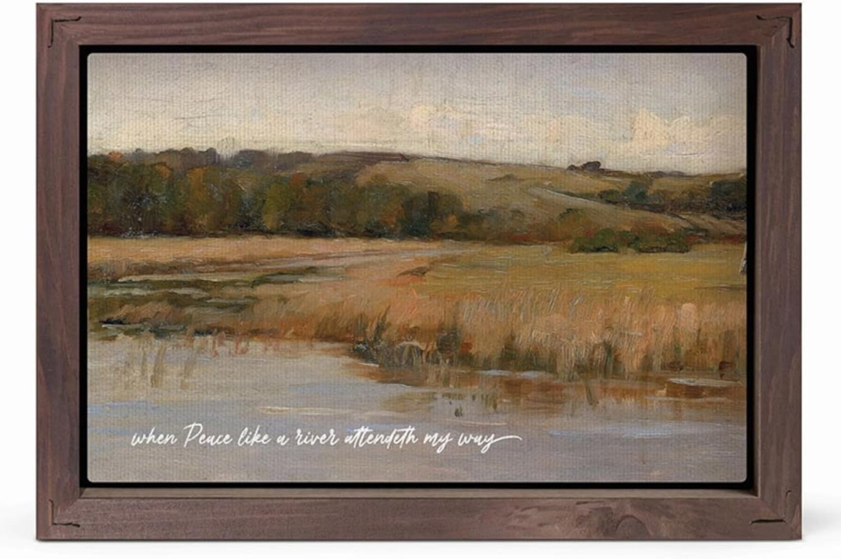 630712 6.85 x 4.85 in. When Peace Like A River Wood Framed Art