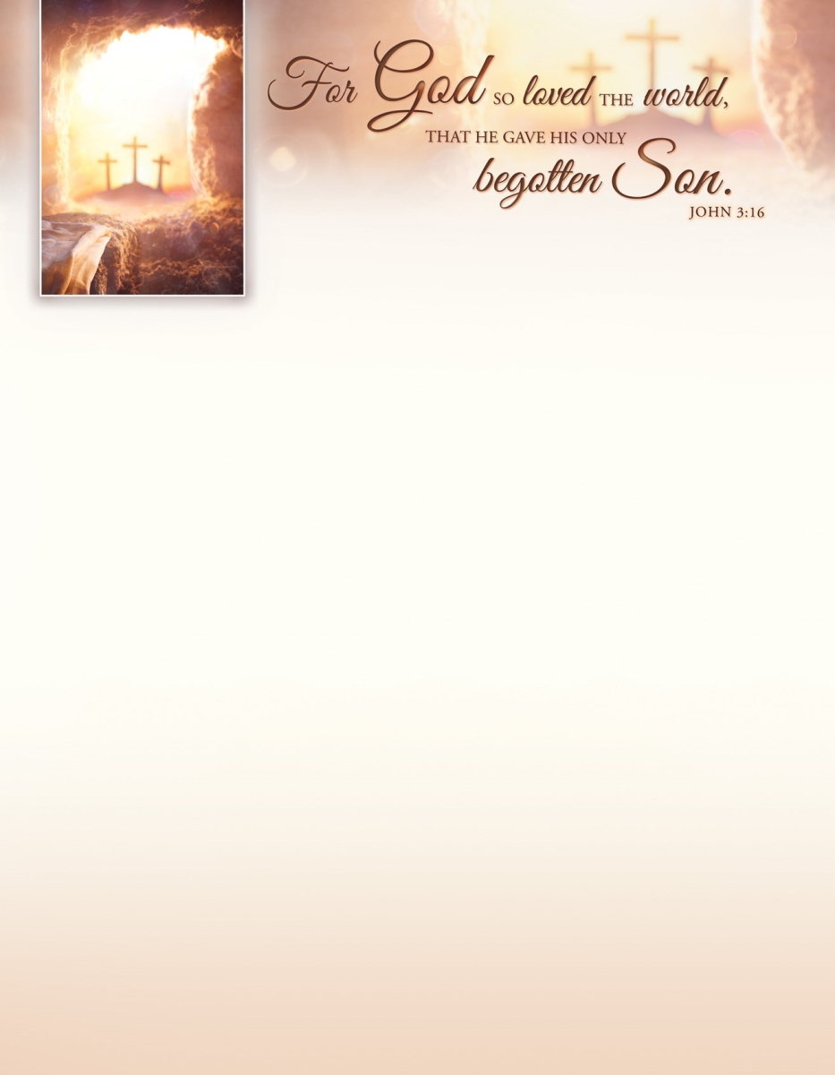 697145 Letterhead - Easter-For God So Loved The World John 3-16 KJV - Pack of 100
