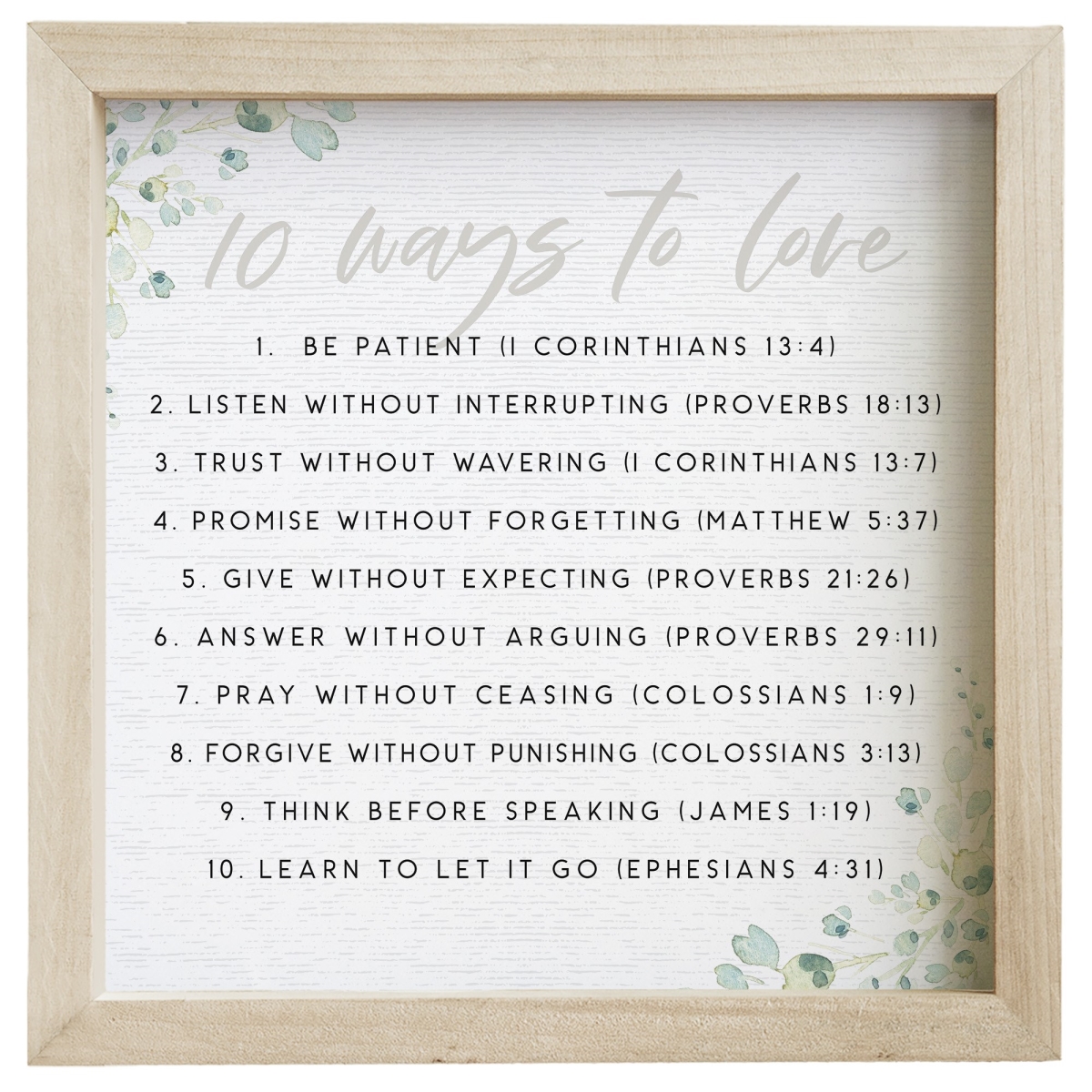 463080 Rustic Frame - Ways to Love - 10 x 10 in.
