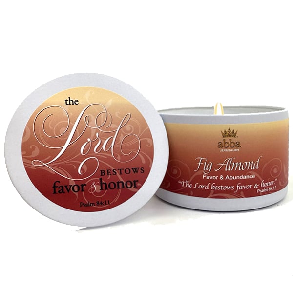 715553 Fig & Almond Candle with Scripture White Tin - 8 oz