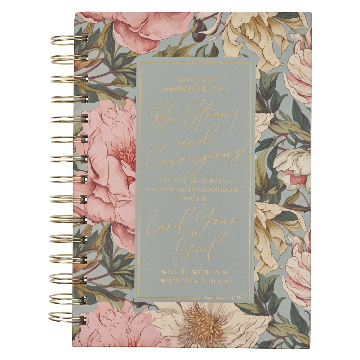 471465 Journal Wirebound - Strong & Courageous Josh. 1-9 - Floral Book
