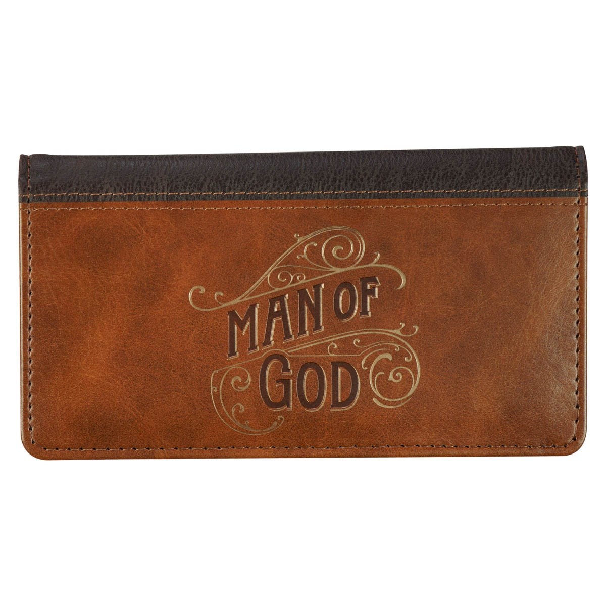 368341 Checkbook & Wallet - Man of God 1 Tim. 6-11 - Brown Two Tone