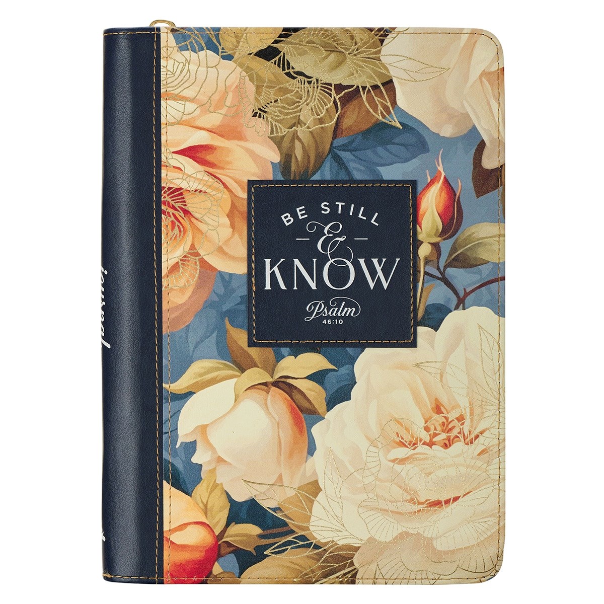 348528 Journal Classic with Zip-Be Still Psalms. 46-10 Book - Navy