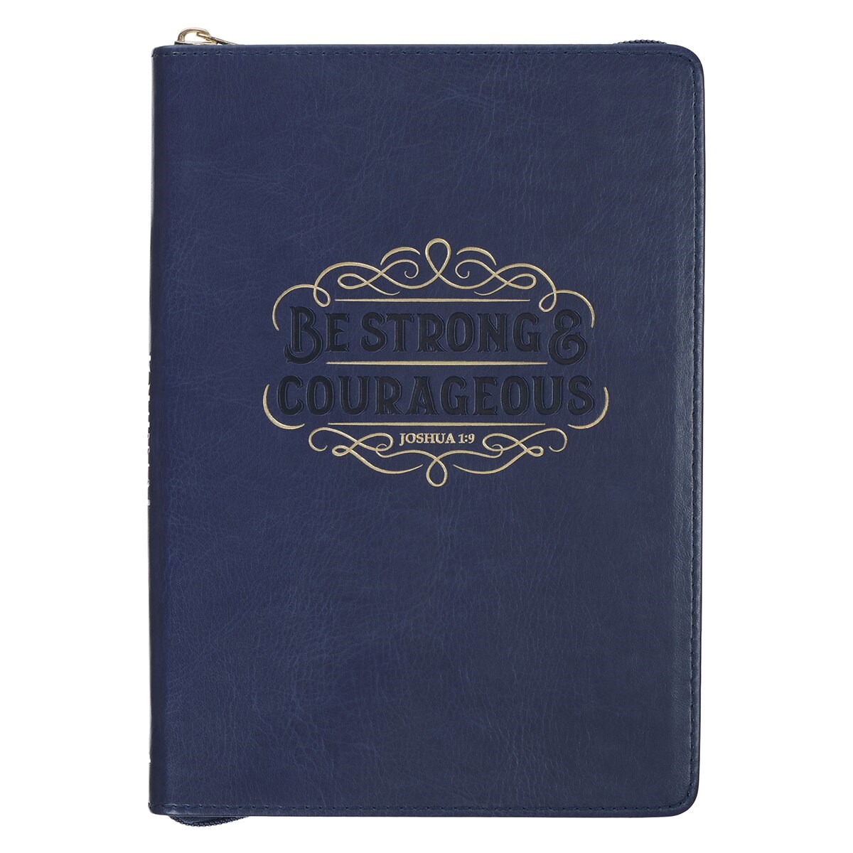 348529 Classic Journal with Zip - Be Strong & Courageous Josh. 1-9 - Navy
