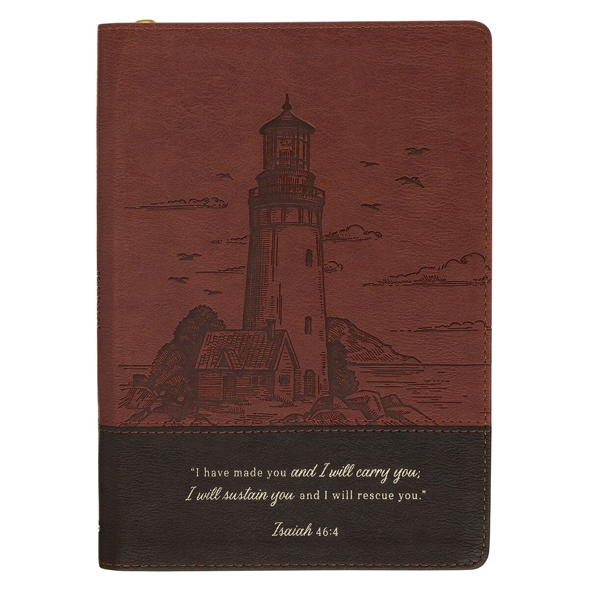 348533 Classic Journal with Zip - I Will Carry You Isa. 46-4 - Two-Tone Brown