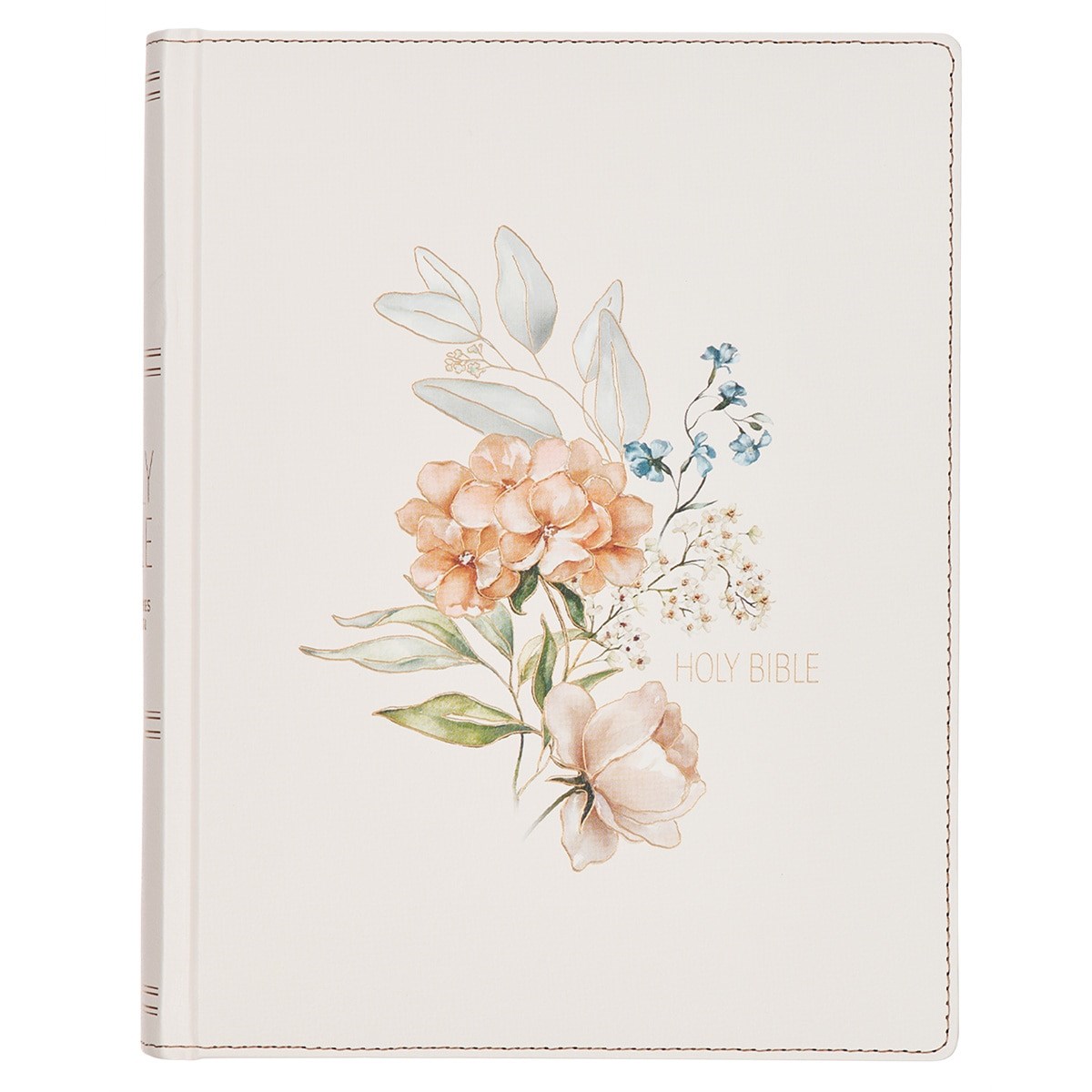 380338 KJV Large Print Note - Taking Bible - White Floral Printed Faux Leather