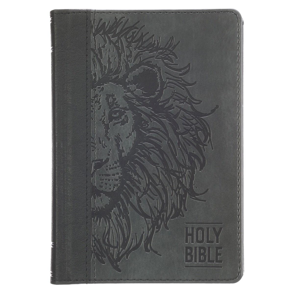 480239 KJV Compact Bible - Black & Gray Lion Faux Leather