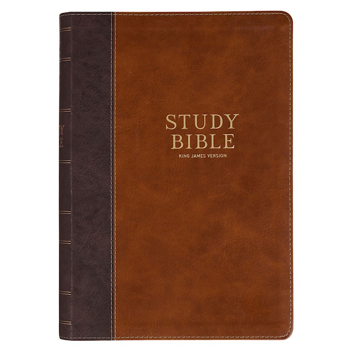 745766 KJV Large Print Study Bible - Dark Brown & Honey Brown Faux Leather