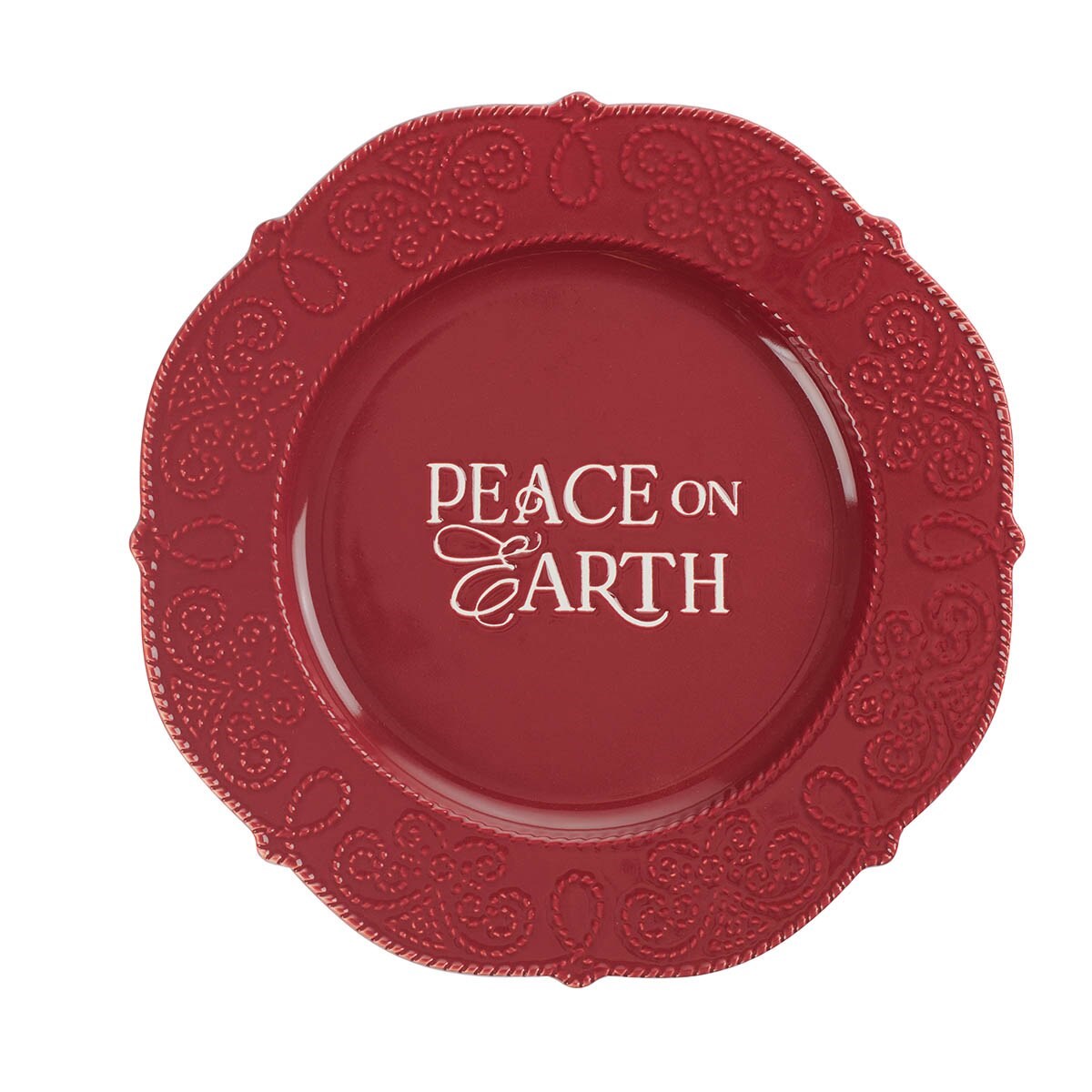470660 Plate - Peace On Earth - Red - 10.4 in. Dia.