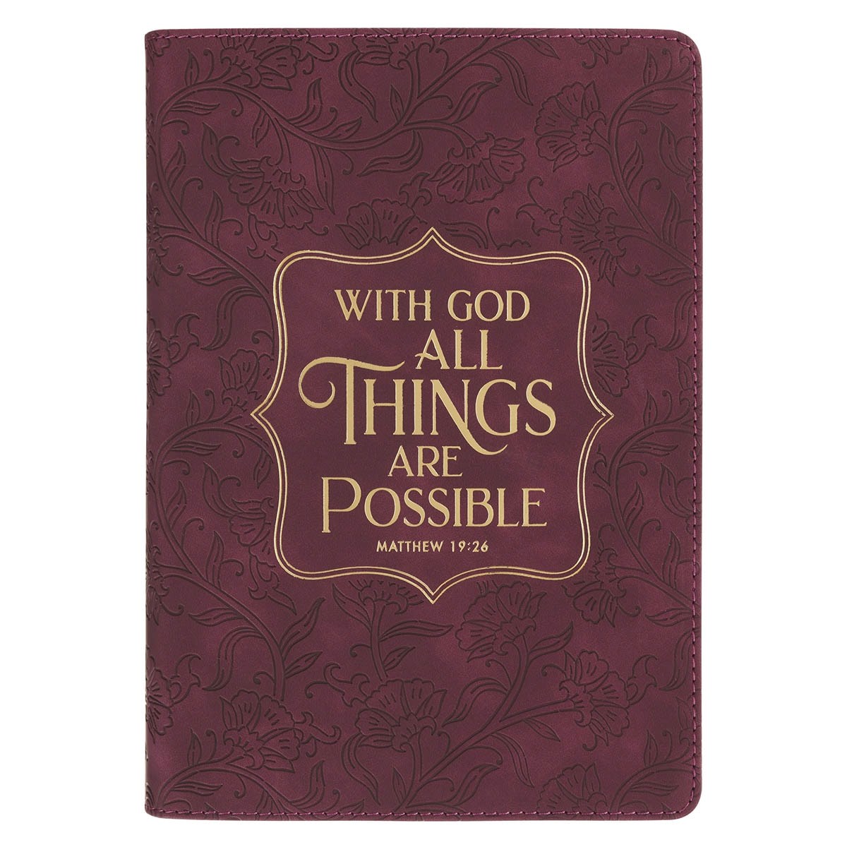 471444 Classic Journal - With God Matt. 19 - 26 - Burgundy