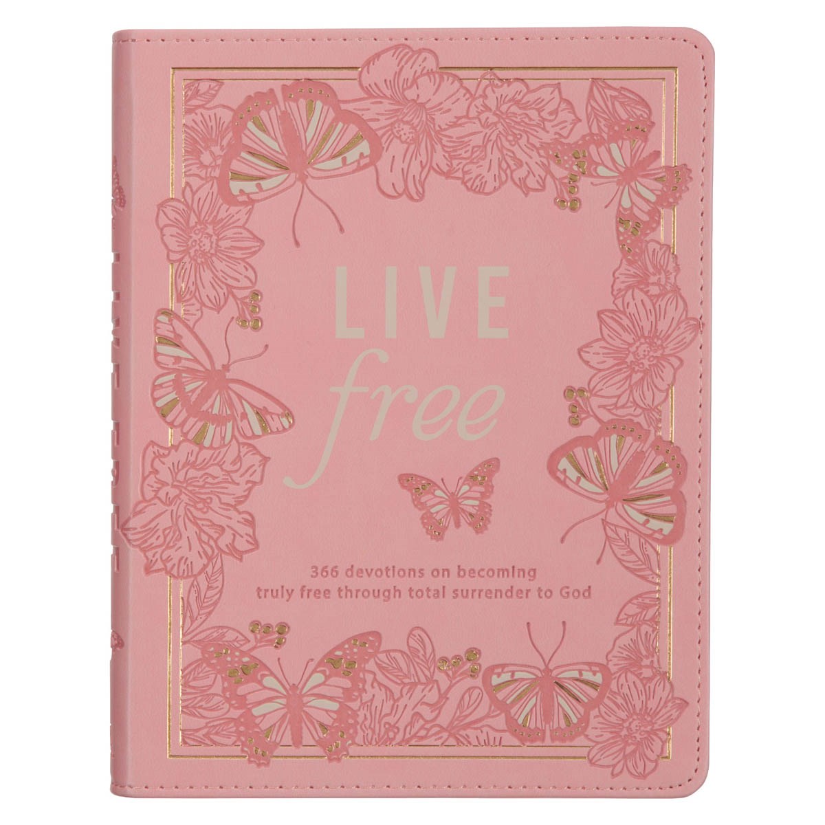 304386 Devotional - Live Free - Pink Faux Leather