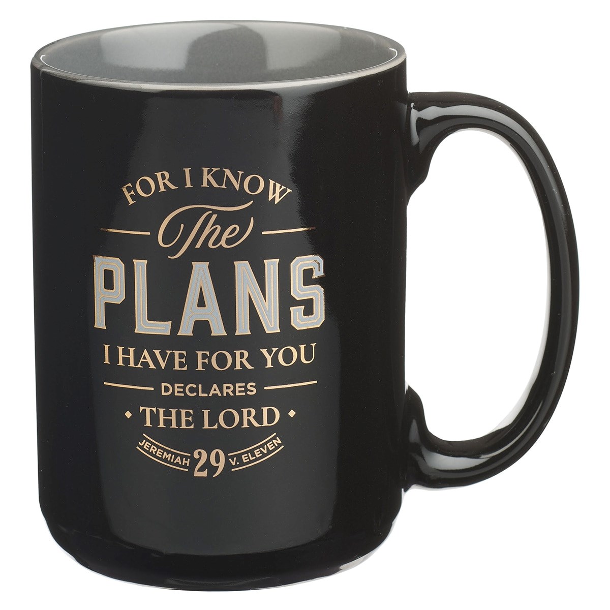 Picture of Christian Art Gifts 368472 Ceramic Mug - I Know the Plans Jer. 29-11 - Black