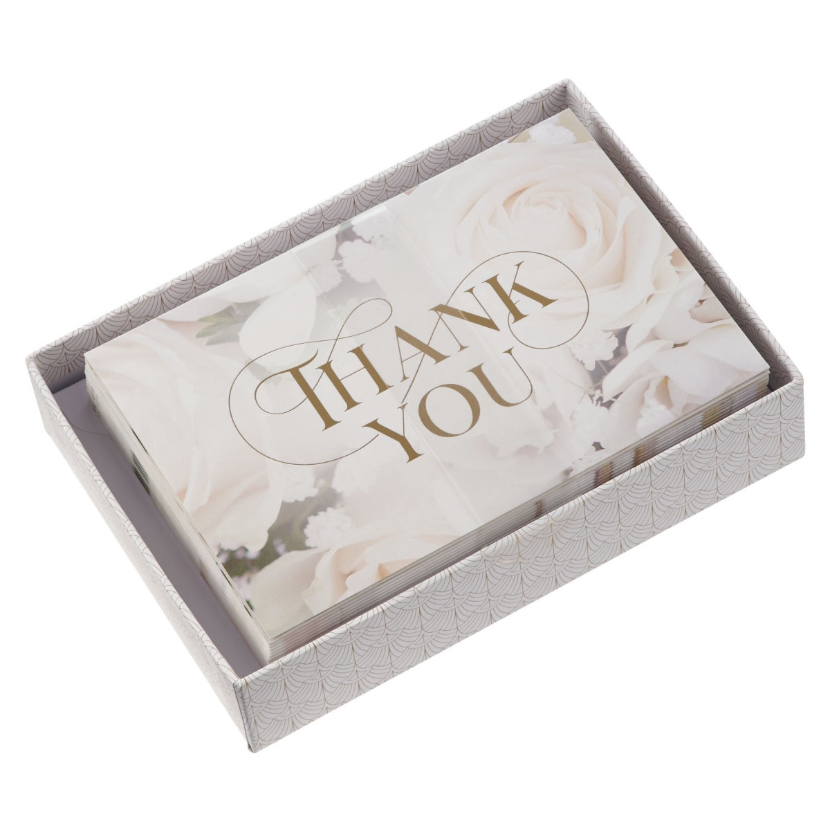 368564 Boxed Cards - Thank You - White Roses - Box of 20