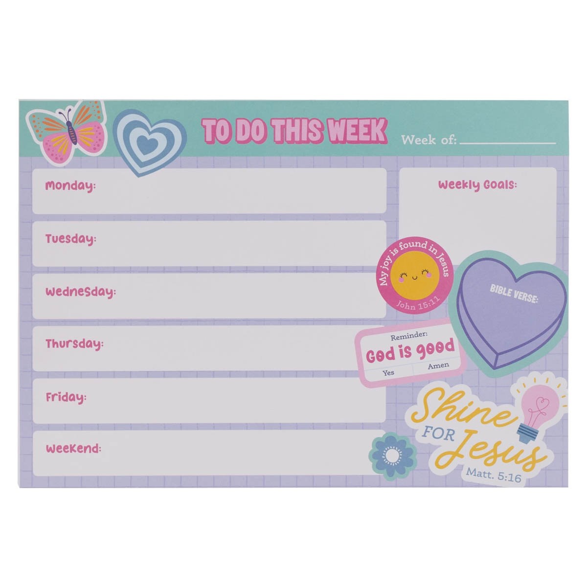 368616 Undated Weekly Planner - Shine for Jesus Matt. 5-16