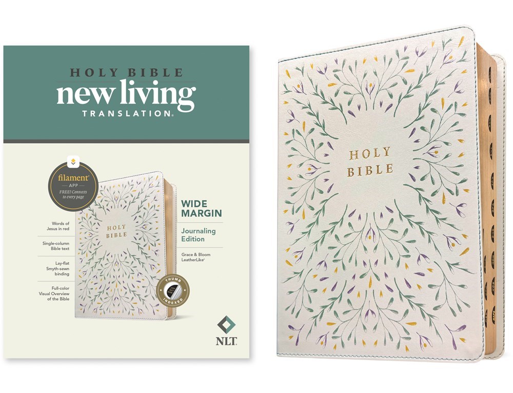561748 NLT Wide Margin Bible - Filament Enabled RL - Grace & Bloom Leather Like Indexed