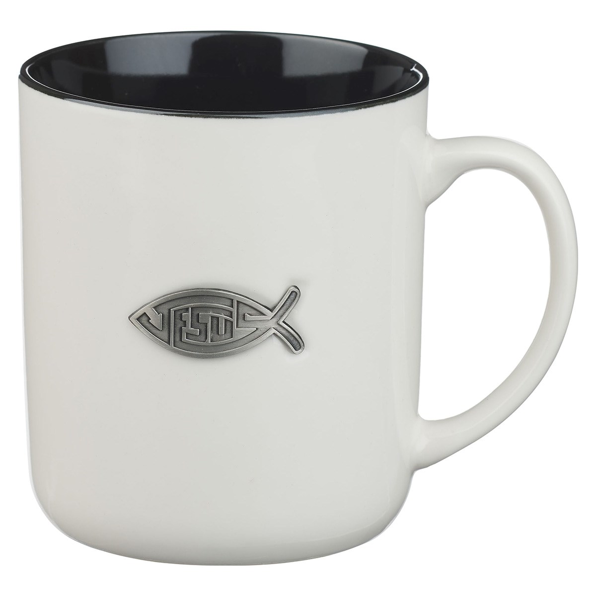 Picture of Christian Art Gifts 368457 Ceramic Mug - Jesus Decal Matt. 28-19 - White & Black