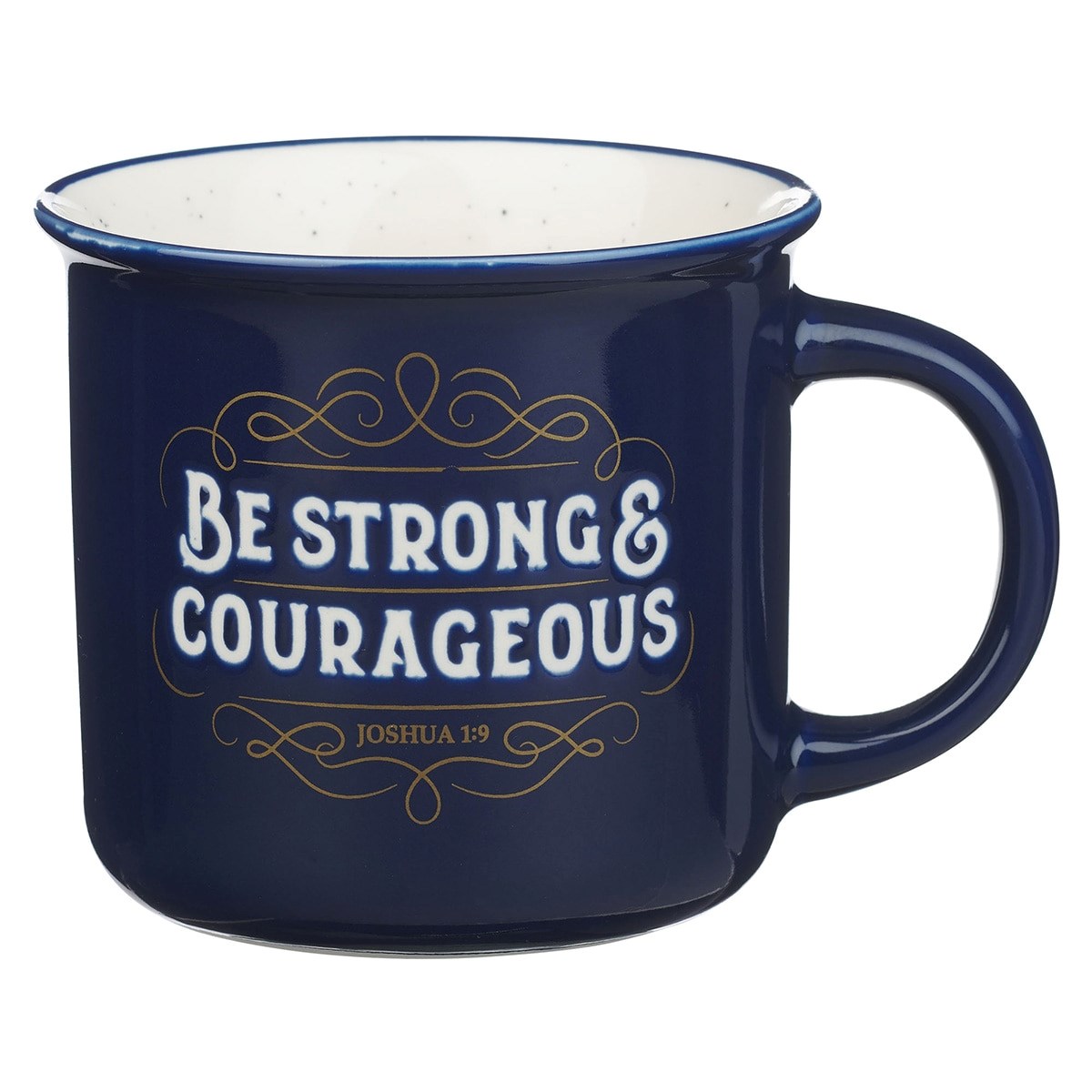 Picture of Christian Art Gifts 368476 Ceramic Mug - Strong & Courageous Josh. 1-9 - Navy