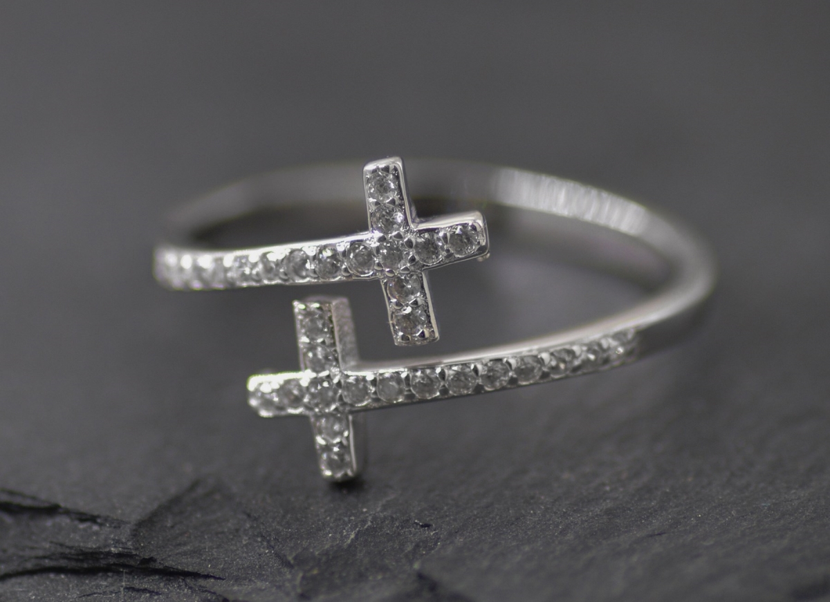 Eden Merry by James Lawrence 40348X Ring - Eden Merry - Double Cross - Sparkle Adjustable