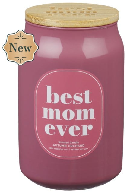 745681 Best Mom Ever & Autumn Orchard Scent in Glass Jar Candle with Bamboo Lid