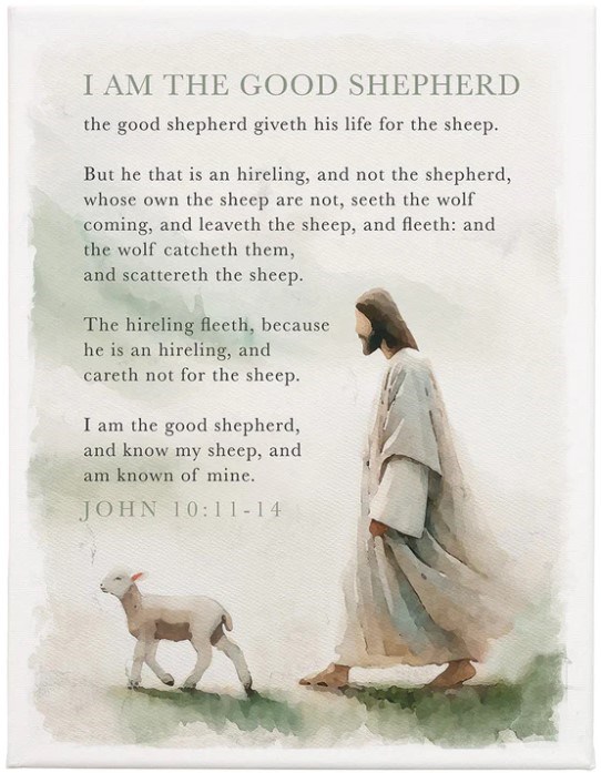 463088 Wrapped Canvas - Good Shepherd - 9 x 12 in.