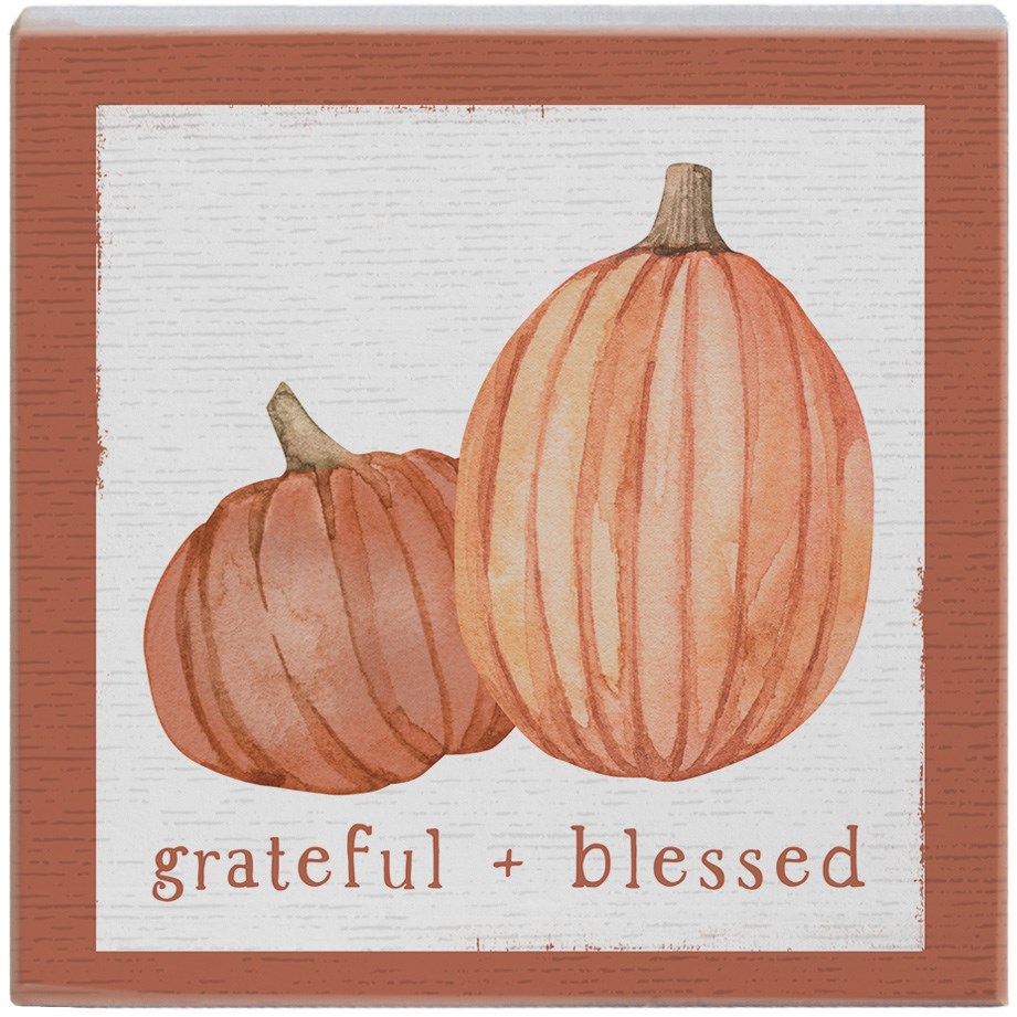 359779 Small Talk Square - Grateful Blessed Pumpkins - 5.25 x 5.25 in.