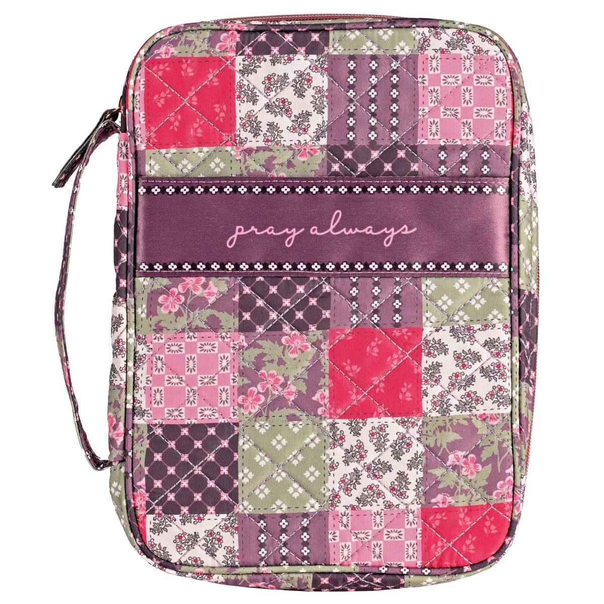 639918 Bible Cover - Quilted Pray Always - Brown Patchwork - Extra Large