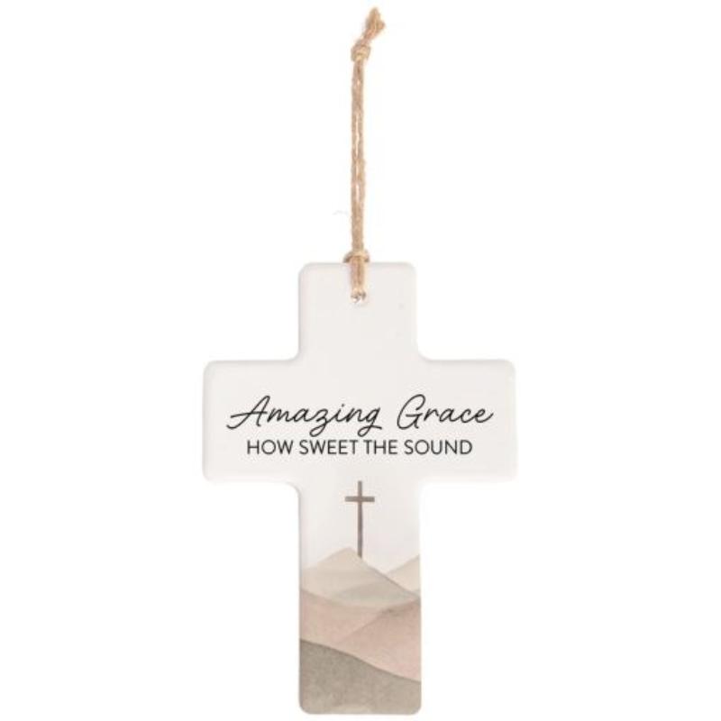 453657 Cross Ornament - Amazing Grace How Sweet The Sound - 5.5 x 4 in. - No.27740
