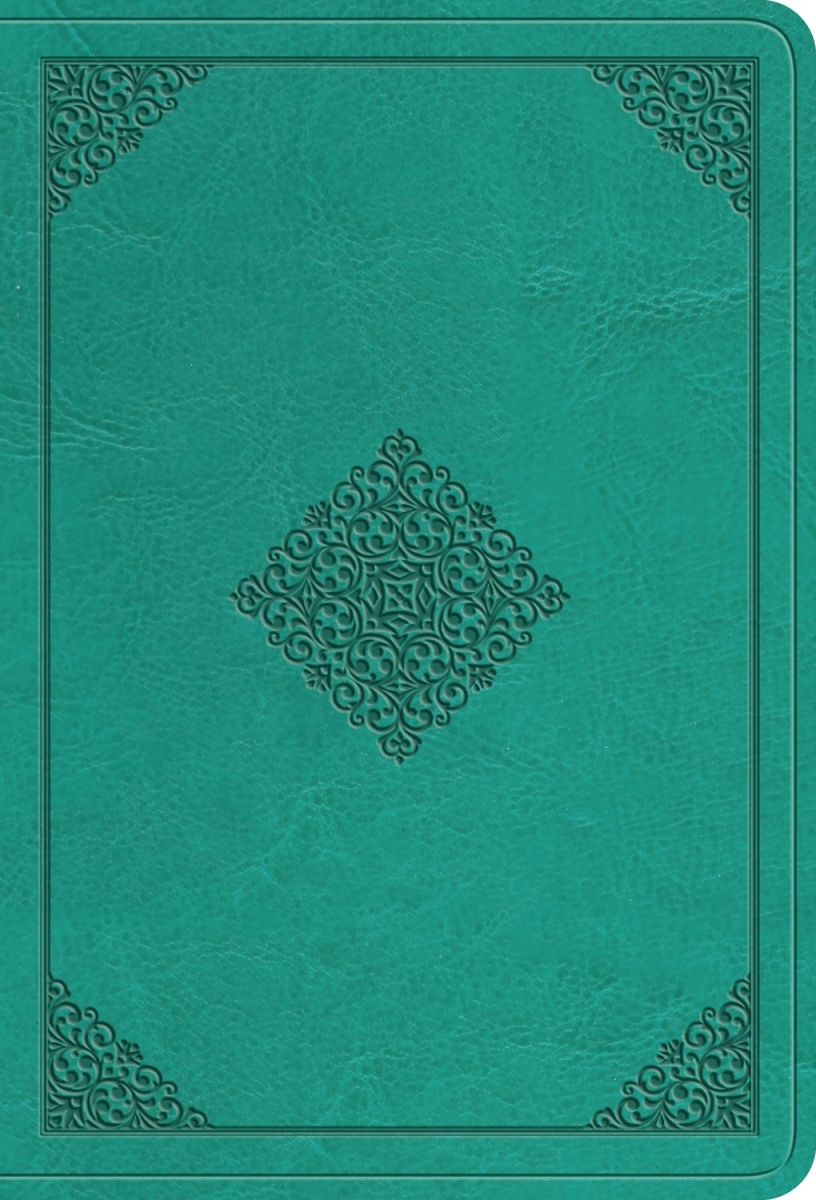 471197 ESV Value Large Print Compact Bible - Teal Ornament Design Trutone