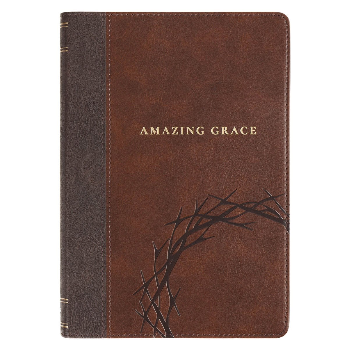 471448 Classic Journal - Crown of Thorns & Amazing Grace Isa. 53-5 - Two Tone Brown