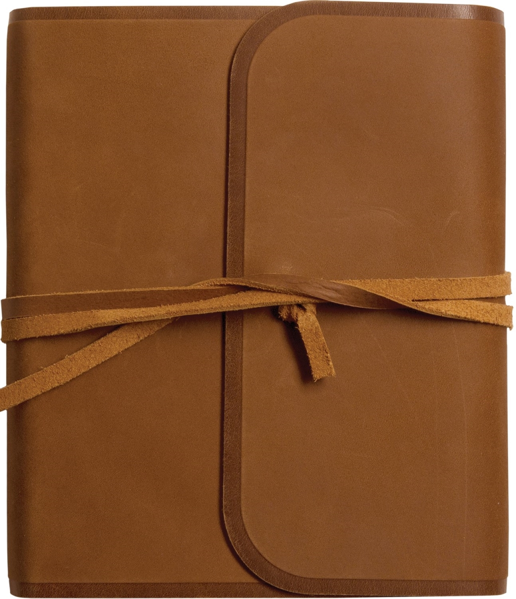 348397 ESV Single Column Journaling Bible - Brown Natural Leather with Flap & Strap