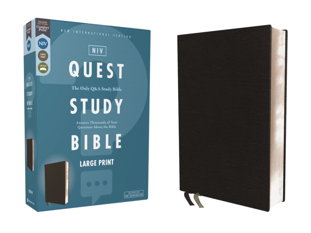 369992 NIV Quest Study Bible & Large Print - Comfort Print - Black Bonded Leather