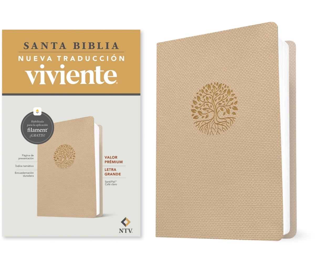 463064 NTV Biblia Valor Premium Letra Grande Con Filament - Premium Value Large Print Book with Filament -Light Brown Leatherlike