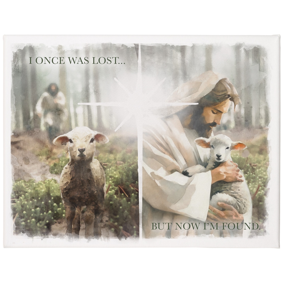 718689 12 x 9 in. Lost Found Lamb Wrapped Canvas Art