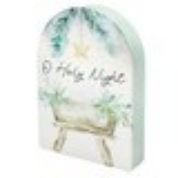 719395 7.25 x 5.25 in. O Holy Night & Manger Shape Sign