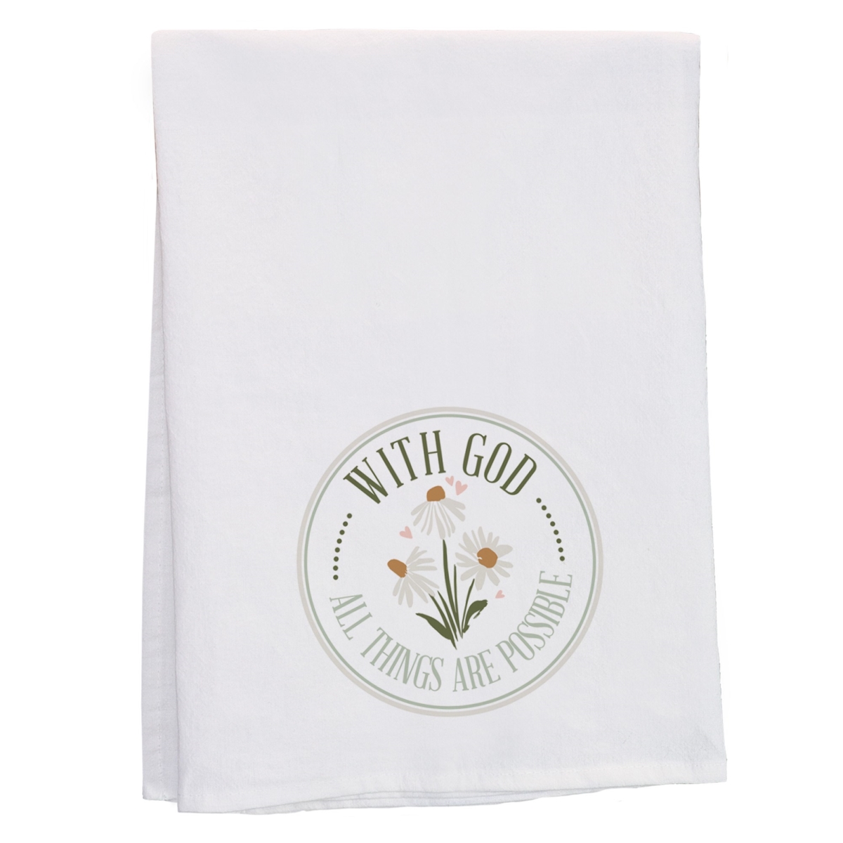 718628 29 x 29 in. with God Possible Daisies Tea Towel