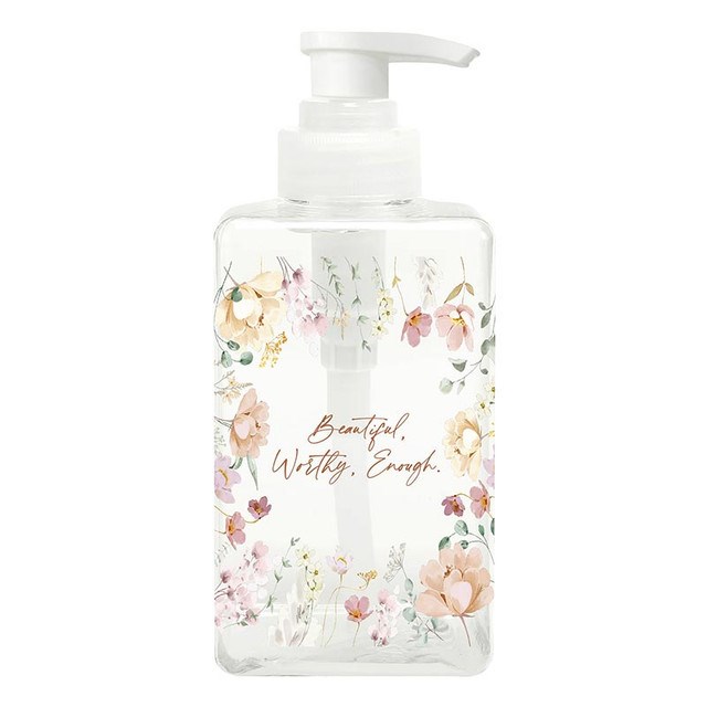 690416 7.5 in. Beautiful, Worthy & Enough Acrylic Soap Dispenser