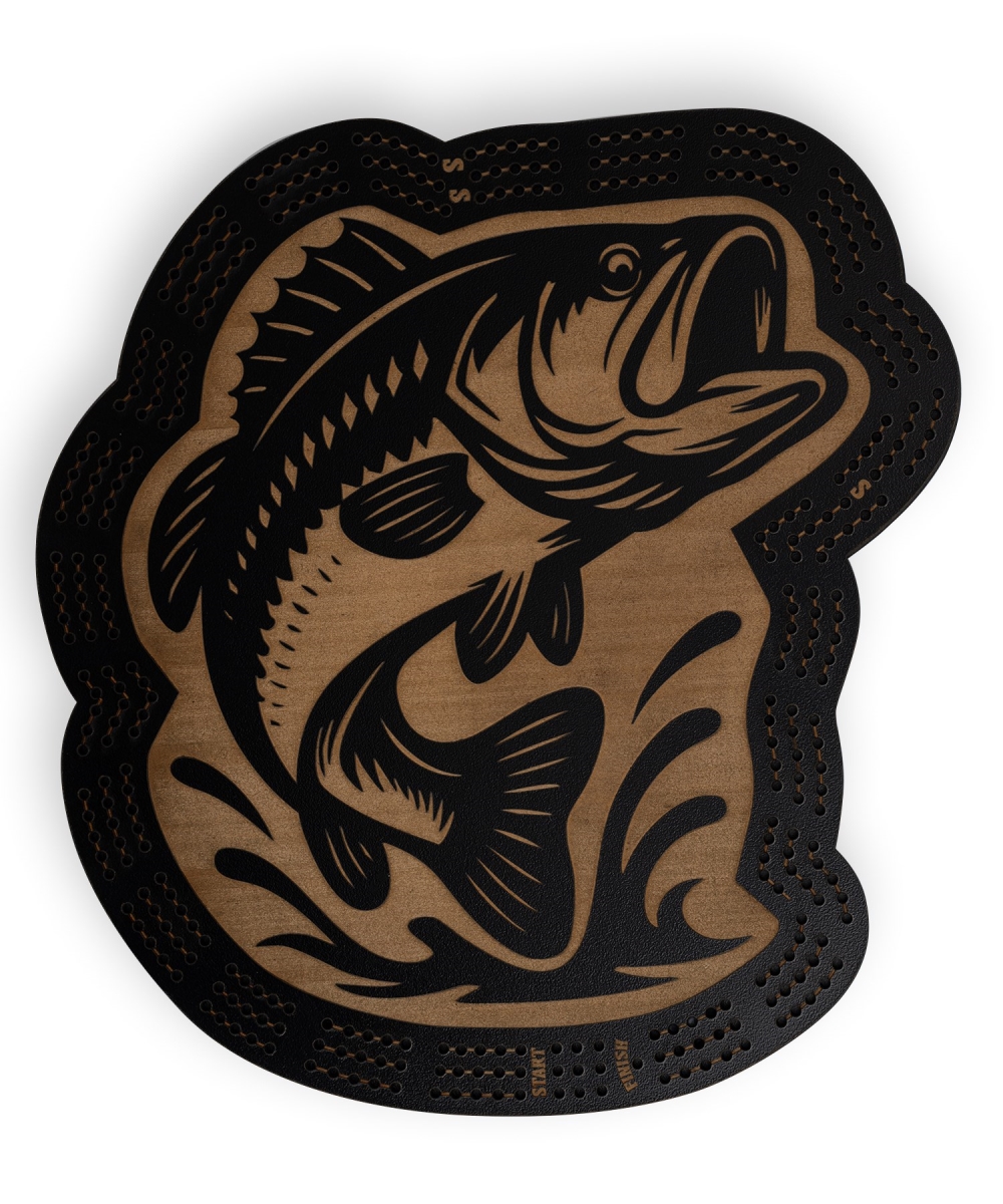 719321 10.5 x 12 in. Bass Cribbage Gaming Board - Black