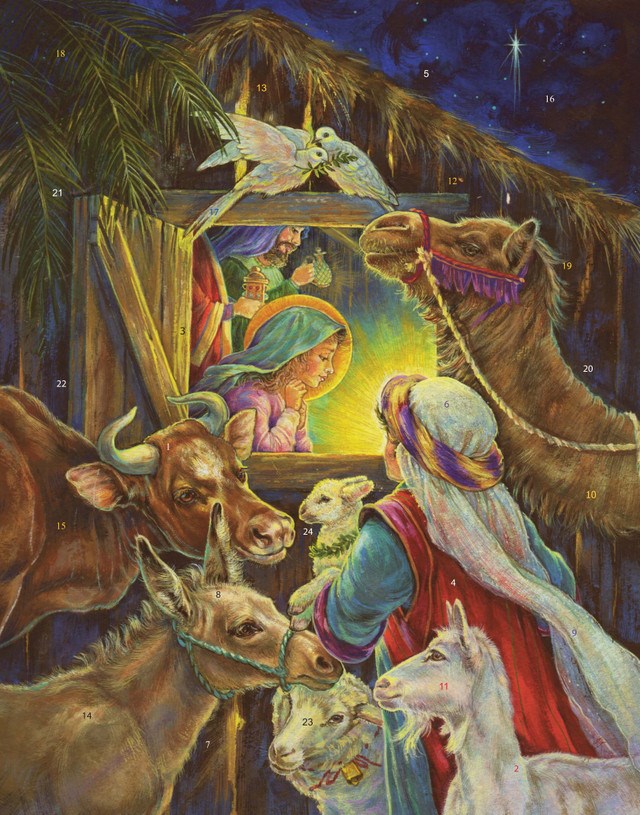 462623 11 x 14 in. At The Manger Large Advent Calendar