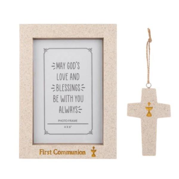 Ganz USA 711435 First Communion Written in Stone Frame & Ornament Set - 2 Piece