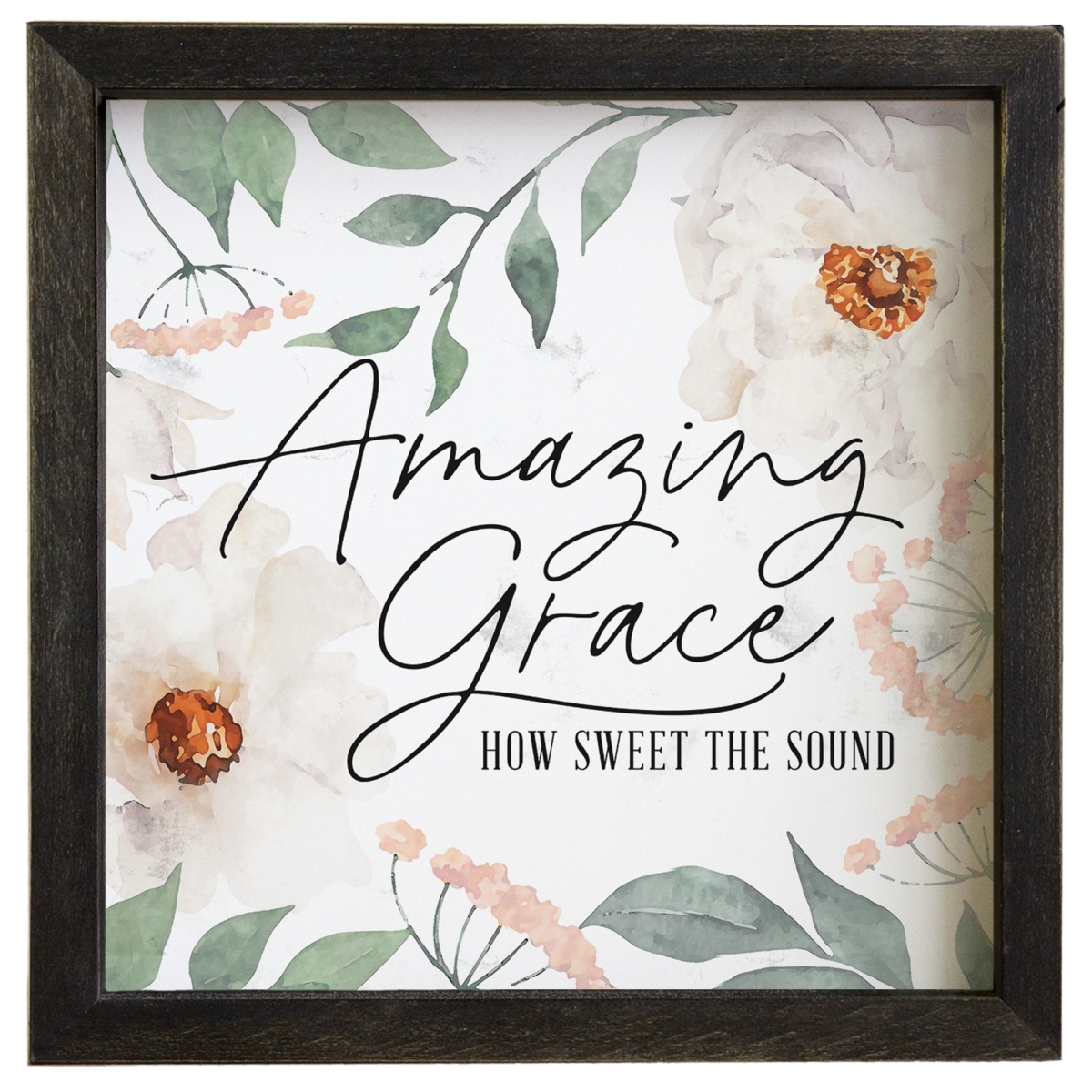 718701 10 x 10 in. Amazing Grace Flowers Rustic Frame Art