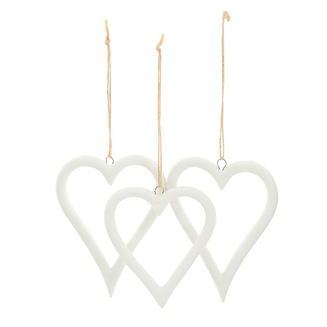 719399 Ceramic Bisque Heart Ornament Set - Set of 3