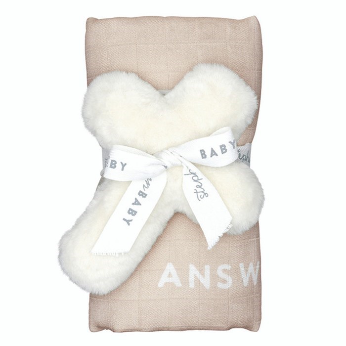 710465 Little Answered Prayer with Cross Rattle Swaddle Blanket