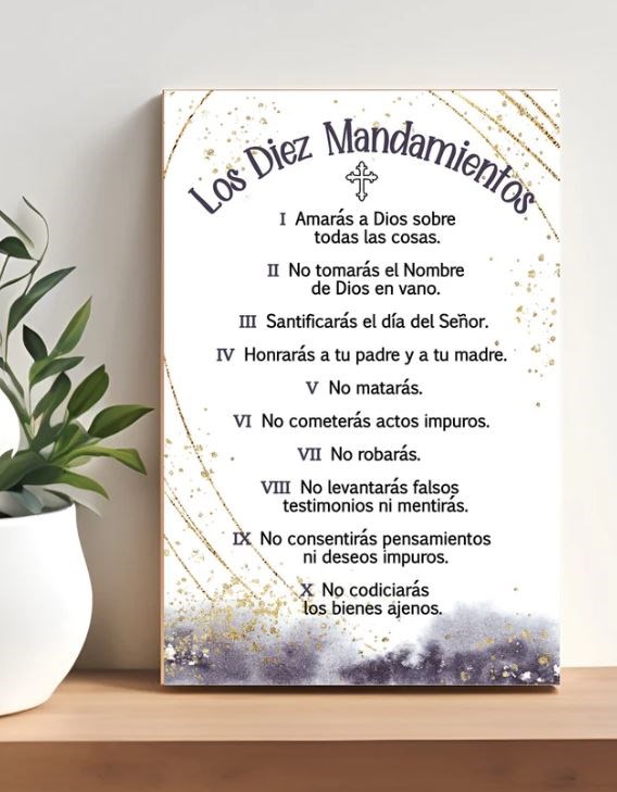 719330 4 x 6 in. Spanish Inspirational Plaque - The Ten Commandments Los Diez