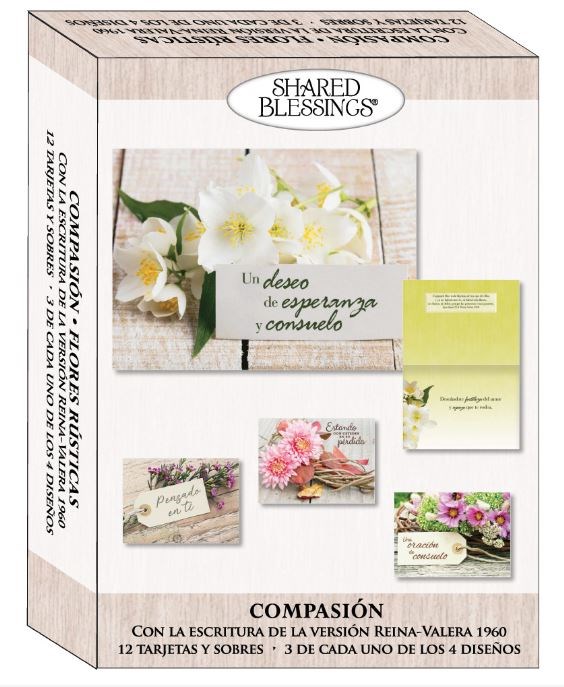 Crown Point Graphics 719202 Sympathy - Flores Rusticas Rustic Flowers Spanish Shared Blessings Boxed Card