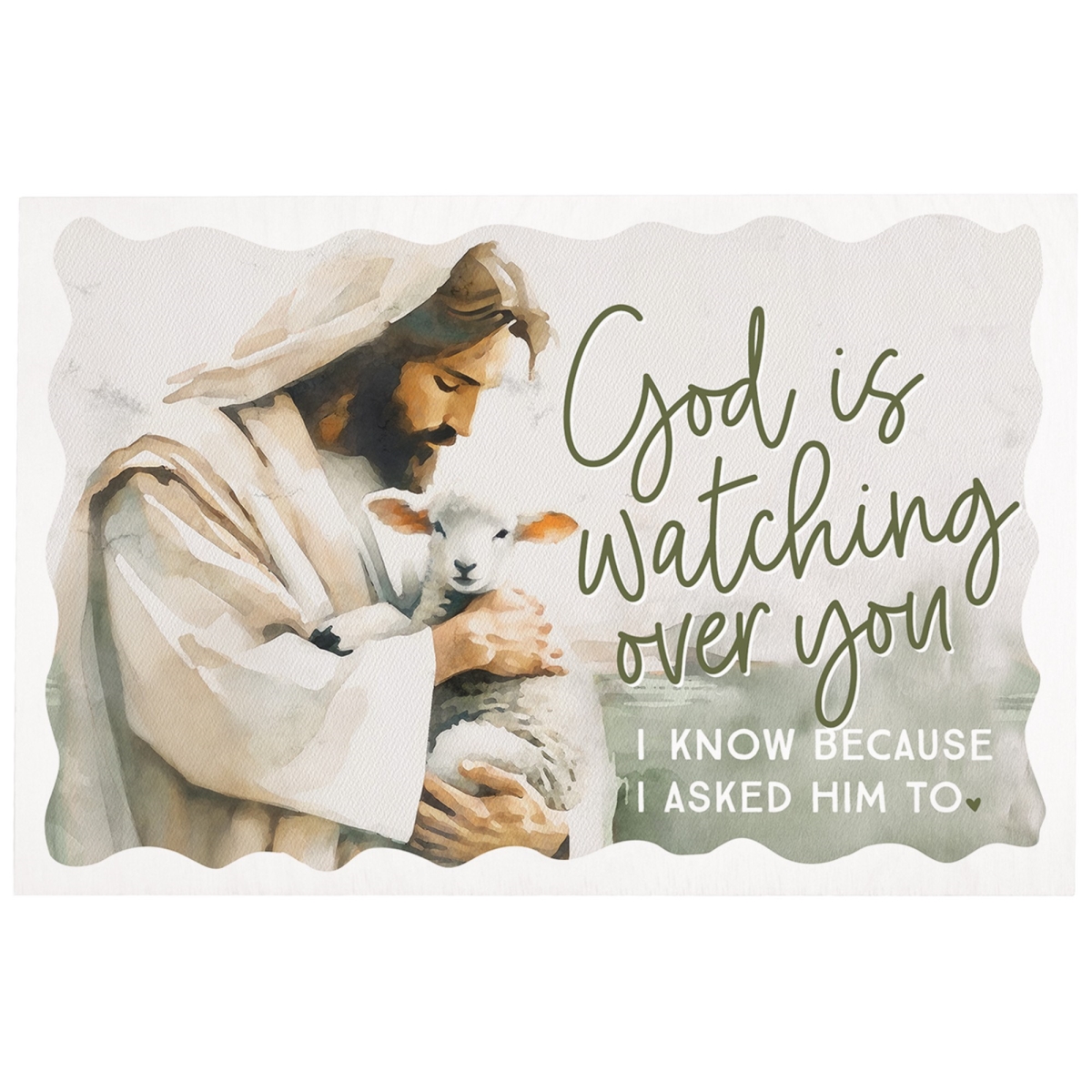 718612 4 x 6 in. God Watching Lamb Wooden Wall Decor Postcard