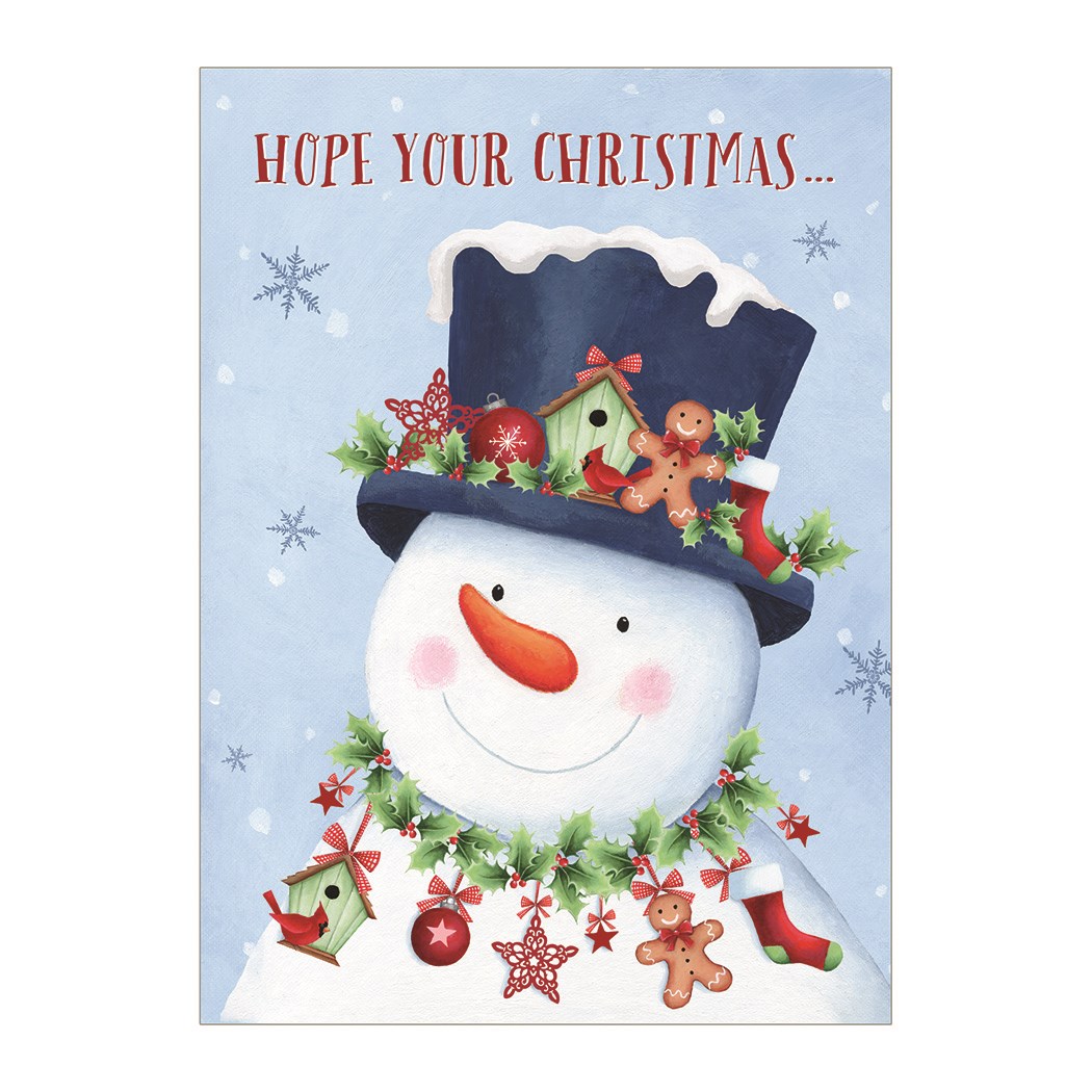 689990 Christmas Snowman with Top Hat Boxed Card - Pack of 20