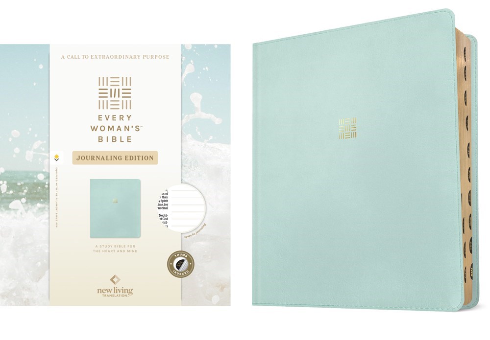 703430 NLT Every Womans Bible, Journaling Edition, Filament Enabled - Rl - Seafoam Blue Leatherlike Indexed